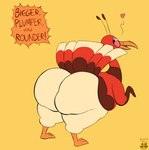 ambiguous_gender avian beak bedroom_eyes big_butt bipedal_feral bird butt feral galliform heart_symbol huge_butt looking_back miitopia narrowed_eyes open_mouth phasianid presenting presenting_hindquarters roccorox seductive solo standing thick_thighs turkey twerkey wide_hips