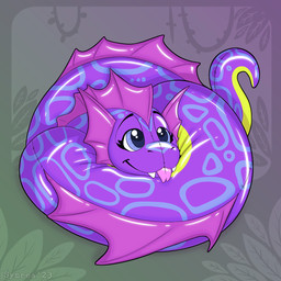 blue_eyes chibi feral fin forked_tongue inflatable pool_toy purple_body serpentine solo tongue symrea mythology animate_inanimate aquatic aquatic_dragon dragon living_inflatable mythological_creature mythological_scalie reptile scalie snake 1:1 hi_res