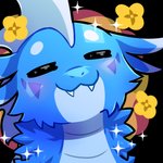 =_= =w= ambiguous_gender blush cute_fangs emote eyes_closed fangs feral flower happy joyful mouth_closed plant semi-anthro solo sparkles teeth blitzdrachin conditional_dnp mythology dragon mythological_creature mythological_scalie scalie 1:1 alpha_channel low_res reaction_image