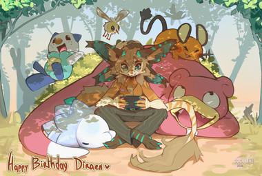 ambiguous_gender anthro biped bottomwear breasts claws clothed clothed_anthro clothed_female clothing eyes_closed feet female feral fingers front_view fully_clothed fully_clothed_anthro fully_clothed_female group hair lying on_front open_mouth outside sitting smile tail teeth toes tongue topwear whiskers cocoline_(artist) nintendo pokemon cutiefly dedenne generation_1_pokemon generation_5_pokemon generation_6_pokemon generation_7_pokemon generation_8_pokemon mammal oshawott pokemon_(species) slowpoke snom 2026 absurd_res digital_drawing_(artwork) digital_media_(artwork) hi_res