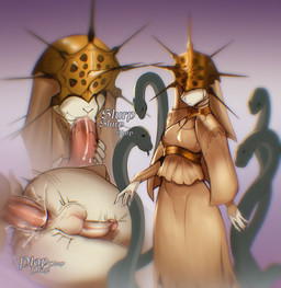 anal anal_penetration anthro balls blush bodily_fluids clothed clothing cum duo erection fur genital_fluids genitals hair humanoid_genitalia humanoid_penis male male/male nipples nude penetration penile penis sex simple_background smile solo text tongue white_body white_fur didky dark_souls fromsoftware mythology dark_sun_gwyndolin bovid canid canine caprine mammal mythological_creature mythological_scalie reptile scalie sheep snake digital_media_(artwork) hi_res