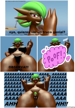 animal_genitalia animal_penis ball_size_difference balls beach big_breasts big_butt bikini black_bikini black_clothing black_swimwear blue_background breasts brown_body butt clothing covering covering_face dark_body dark_skin dialogue disappearing_clothing equine_genitalia equine_penis eyebrows female genitals green_eyebrows green_hair green_pubes gynomorph hair hand_on_hip herm intersex larger_but_small larger_female looking_at_viewer looking_down magic magic_trick natural_breasts onomatopoeia palm_tree penis pink_eyes plant pubes scared screaming simple_background size_difference sky small_penis smile smiling_at_viewer snap snapping_fingers solo sound_effects swimwear talking_to_viewer tanned tanned_skin text thick_thighs traumatized tree two-piece_swimsuit whispering wide_hips 5naptrap nickelodeon nintendo patreon pokemon the_fairly_oddparents jadine_voir gardevoir generation_3_pokemon humanoid pokemon_(species) 3d_(artwork) absurd_res comic digital_media_(artwork) english_text hi_res source_filmmaker_(artwork) spanish_text url