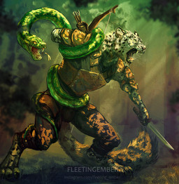 4_toes anthro arrow_(weapon) black_lips bow_(weapon) clothed clothing dagger day detailed_background digitigrade duo feet feral grass holding_object holding_weapon lips male melee_weapon open_mouth outside pink_nose plant ranged_weapon teeth toes tongue weapon fleetingember felid mammal pantherine reptile scalie snake snow_leopard 2019 hi_res