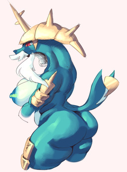 anthro anthrofied areola armor beard big_breasts big_butt blue_areola blue_body blue_butt blue_nipples breasts butt crossed_arms curvy_figure erect_nipples facial_hair female glistening glistening_areola glistening_body glistening_breasts glistening_eyes glistening_nipples headgear helmet huge_breasts mature_anthro mature_female multicolored_body mustache nipples nude red_eyes simple_background solo thick_thighs voluptuous white_body white_breasts wide_hips honhearthy nintendo pokemon generation_5_pokemon pokemon_(species) samurott hi_res