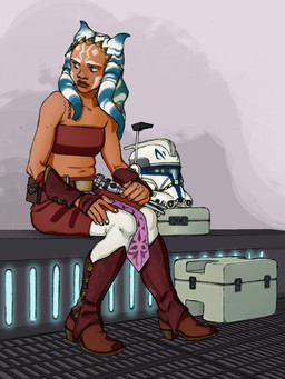 adolescent bandeau blue_eyes blue_lekku border bottomwear brown_lips clothing crop_top female female_adolescent holding_lighter holding_object lighter lightsaber lips melee_weapon midriff miniskirt navel not_furry orange_body orange_skin shirt simple_background sitting skirt solo topwear tube_top weapon white_lekku young inspi_(artist) star_wars star_wars:_the_clone_wars ahsoka_tano alien humanoid togruta hi_res source_request