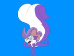 anthro blue_background bow_ribbon female fluffy fluffy_tail fur hair long_tail looking_at_viewer pink_nose purple_body purple_fur purple_hair simple_background solo spread_legs spreading standing_on_hands tail wavy_hair white_body white_fur jrxt tiny_toon_adventures warner_brothers fifi_la_fume mammal mephitid skunk hi_res