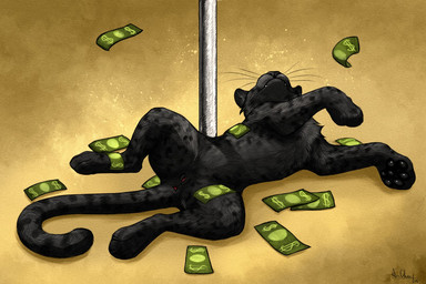 anatomically_correct anatomically_correct_genitalia anatomically_correct_vulva animal_genitalia animal_vulva anus butt fangs feline_genitalia feline_vulva female feral genitals lying money on_back pawpads paws pole presenting presenting_hindquarters presenting_vulva quadruped smile solo spread_legs spreading stripper_pole tail tail_anus teeth vulva whiskers anchee felid leopard mammal pantherine 2018 digital_media_(artwork) watermark