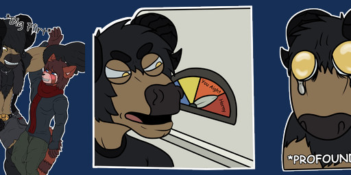 anthro bodily_fluids crying flirting humor male muscular size_difference sticker tears naughty_ram bear bovid caprine giant_panda mammal alpha_channel meme