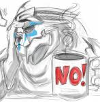 beverage coffee coffee_mug facepalm facial_markings head_markings male markings not_furry solo tired saphistar-tries-to-art bioware electronic_arts mass_effect tiran_kandros alien humanoid 2018 digital_media_(artwork)