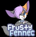 ambiguous_gender anthro blue_eyes chibi fluffy fluffy_tail fur grey_body grey_fur hair logo orange_body orange_fur orange_nose purple_hair solo tail freeze-pop88 frosty canid canine fennec_fox fox mammal true_fox 2015 alpha_channel low_res