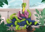 ancillary_head anguiped apode beverage blue_body clothing female green_body legless plant serpentine solo steam sweater tea topwear roxgoupil sylene_(blissey1) draconcopode reptile scalie snake absurd_res hi_res