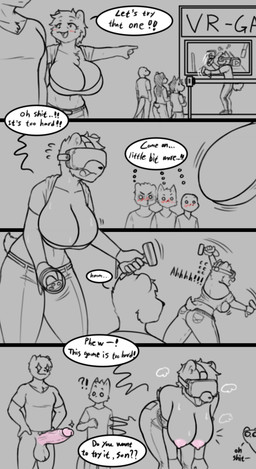 anthro anthro_on_anthro bent_over big_breasts big_butt big_penis blush bodily_fluids bottomless bottomwear bouncing_breasts breasts breath butt cleavage clothed clothing crowd denim denim_bottomwear denim_clothing dialogue duo_focus exclamation_point exhibitionism exposed_breasts female four_frame_image gaming genitals gesture glans grey_background group hand_gesture hands_on_hips hanging_breasts huge_breasts huge_penis imminent_sex jeans male male/female mature_anthro mature_female midriff motion_lines nipples open_mouth panting pants penis pink_glans pink_nipples pink_penis playing_video_game pointing profanity public question_mark shirt simple_background smile solo_focus sparkles sparkling_eyes speech_bubble sweat sweatdrop sweaty_breasts t-shirt tank_top text thought_bubble tongue tongue_out topwear voyeur vr_headset wardrobe_malfunction wbnsfwfactory ana_(wbnsfwfactory) glenn_(wbnsfwfactory) ambiguous_species bear mammal 2020 4koma comic english_text hi_res incest_(lore) mother_(lore) mother_and_child_(lore) mother_and_son_(lore) parent_(lore) parent_and_child_(lore) parent_and_son_(lore) son_(lore)