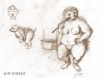 anthro big_breasts breasts duo female genitals navel nipples nude overweight overweight_female pussy simple_background solo tongue white_background oddwilds eulipotyphlan hedgehog mammal 2013 graphite_(artwork) monochrome multiple_images sepia sketch traditional_media_(artwork)