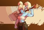 blonde_hair blue_body blue_skin clothed clothing female hair hammer humanoid_pointy_ears looking_at_viewer maul melee_weapon pink_eyes pointy_ears simple_background solo tools weapon ruttinren league_of_legends riot_games tencent poppy_(lol) humanoid yordle 2023 artist_name digital_media_(artwork)