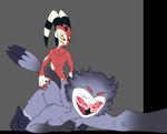 anthro blush doggystyle duo feathers from_behind_position horn male male/male pupils red_body red_eyes red_skin semi-transparent sex white_pupils yellow_sclera trollkid helluva_boss blitzo_(helluva_boss) stolas_(helluva_boss) avian bird demon imp owl alpha_channel