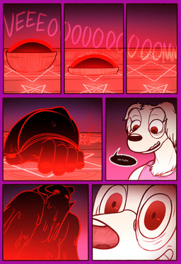 5_fingers 7_panel_comic alchemical_symbol ambiguous_gender anthro big_glasses black_body brown_eyes clothing dialogue duo eyewear fingers fur glasses hexagram male muscular muscular_anthro occult occult_symbol oh_fuck pentagram pink_clothing pink_topwear profanity red_eyes red_glow speech_bubble summoning summoning_circle symbol talking_to_self text topwear white_body white_fur daxhush anton_(daxhush) arin_(daxhush) borzoi bovid canid canine canis caprine caprine_demon demon domestic_dog goat_demon hunting_dog mammal sighthound comic english_text hebrew_text hi_res male_(lore) trans_(lore) trans_man_(lore)