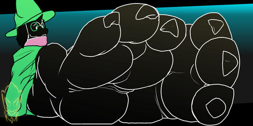 3_toes ambiguous_gender anthro black_body black_ears black_fur black_tuft clothing eyewear feet foot_focus forehead_tuft fur glasses green_clothing green_eyewear green_glasses green_hat green_headwear green_robe hat headgear headwear pawpads pink_scarf plantigrade plantigrade_pawpads robe scarf sitting solo thick_feet toes tuft flushedspace deltarune undertale_(series) ralsei bovid caprine goat mammal watermark