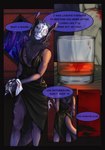 2022 alcohol anthro beverage blood bodily_fluids claws clothing comic crystal death detailed_background digital_media_(artwork) dragon english_text female fur hair hi_res horn mammal molvno mythological_creature mythological_scalie mythology purple_body purple_fur purple_hair red_eyes rhinoceros scalie tail text