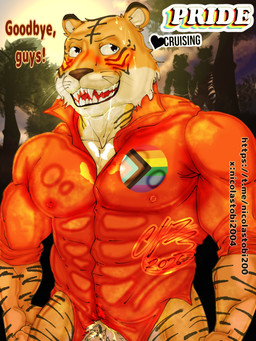 cruising lgbt_pride male male/male muscular pride_colors public public_nudity public_sex sex solo tobias2004 beastars lgbt_pride_month bill_(beastars) felid mammal pantherine tiger hi_res