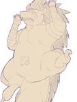 anthro band-aid bandage belly biped bulge male simple_background slightly_chubby solo white_background yonezmi sleepy_princess_in_the_demon_castle majiro_the_hedgehog eulipotyphlan hedgehog mammal 2016 3:4 absurd_res hi_res