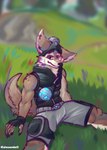 anthro clothed clothing fur hair looking_at_viewer male smile solo tail josendall_art epic_games fortnite wendell_(fortnite) canid canine canis mammal wolf digital_media_(artwork) hi_res