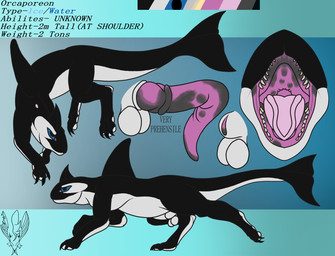 balls feral genitals hybrid_genitalia male mouth_shot open_mouth penis prehensile_penis running solo swimming text lyrical_impressions_(artist) nintendo pokemon orcaporeon_(lyrical_impressions) aquatic cetacean dolphin eeveelution generation_1_pokemon hybrid hybrid_pokemon mammal oceanic_dolphin orca pokemon_(species) toothed_whale vaporeon english_text hi_res model_sheet
