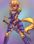 anthro armor breasts female melee_weapon solo sword unconvincing_armor weapon prisma6 domestic_cat felid feline felis mammal hi_res