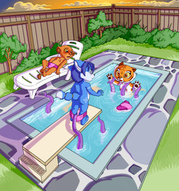 anthro blush butt clothed clothing diaper diving_board female group masturbation nipples nude outside swim_diaper swimming_pool tentacles topless trio young zooshi disney dreamworks kung_fu_panda nintendo star_fox the_lion_king krystal_(star_fox) master_tigress nala_(the_lion_king) canid canine felid fox lion mammal pantherine tiger absurd_res hi_res