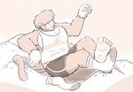 5_toes aircraft airplane anthro armpit_hair body_hair bottomwear city clothing crossed_feet discarded_clothing feet footwear fur hill humanoid_feet legs_up macro male multicolored_clothing multicolored_footwear multicolored_socks muscular muscular_male obstructed_eyes one_sock orange_body orange_fur pale_skin plantigrade shirt shorts socks solo tank_top toes topwear vehicle joeleo55515 haplorhine mammal monkey primate 2021 hi_res