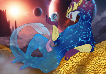 animal_genitalia anus armor blue_body bone claws cloud coin erection feral genital_slit genitals gold_(metal) headgear helmet horn humor lying male nude orb penis planet scales skull skull_head sky solo space sun tail tapering_penis treasure mordorinka asian_mythology east_asian_mythology league_of_legends mythology riot_games tencent aurelion_sol_(lol) dragon eastern_dragon mythological_creature mythological_scalie scalie absurd_res hi_res