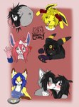 anthro black_body black_fur black_hair black_nose duo female fur hair kissing male male/female pink_body pink_fur pink_hair red_sclera white_body white_fur yellow_body yellow_fur spike_the_furry nintendo pokemon arely_(spikethefurry) darksy_(spikethefurry) kia_(spikethefurry) spike_(spikethefurry) sylvie_(spikethefurry) american_opossum canid canine canis eeveelution fox generation_1_pokemon generation_2_pokemon generation_6_pokemon hybrid jolteon mammal marsupial pokemon_(species) sylveon umbreon virginia_opossum wolf hi_res