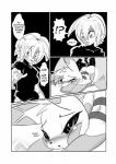 black_and_white blush comic dialogue duo english_text eyes_closed generation_1_pokemon hi_res human male mammal mattchu_(character) monochrome nintendo pikachu pokemon pokemon_(species) text white_crest_(artist)