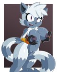 anthro areola big_breasts black_clothing black_eyes black_gloves black_handwear border breasts brown_background clothing eyelashes female front_view fur genitals gloves gloves_only grey_body grey_fur grinding_on_tail handwear handwear_only head_tuft long_tail looking_at_viewer markings mostly_nude navel nipple_fetish nipple_pinch nipple_play nipples nude open_mouth open_smile pinch purple_areola purple_eyes purple_nipples pussy simple_background smile solo striped_markings striped_tail stripes tail tail_between_legs tail_markings thick_thighs tuft white_border wide_hips blakey idw_publishing sega sonic_the_hedgehog_(comics) sonic_the_hedgehog_(idw) sonic_the_hedgehog_(series) tangle_the_lemur lemur mammal primate strepsirrhine hi_res