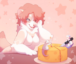 ambiguous_gender anthro blush breasts cheese claws dairy_products extreme_size_difference eyelashes fangs featureless_breasts female feral food fur group hair hand_on_cheek happy heterochromia holding_knife holding_object knife looking_at_another nude open_mouth open_smile short_hair size_difference smile snout tail teeth trio shiones dasyurid dasyuromorph mammal marsupial mouse murid murine rodent tasmanian_devil 2025 colored digital_drawing_(artwork) digital_media_(artwork) hi_res shaded