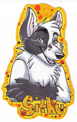 ambiguous_gender anthro black_body black_claws black_eyebrows black_fur black_nose blue_eyes claws crossed_arms eyebrows finger_claws fur head_tuft open_mouth open_smile pink_tongue smile smile_lines snout solo teeth text tongue tuft white_body white_fur yellow_text blondefoxy sitku arctic_fox canid canine fox mammal true_fox 2008 bust_portrait character_badge_(artwork) character_name marker_(artwork) pen_(artwork) portrait shaded traditional_media_(artwork)