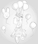 anthro balloon flying genitals humanoid_genitalia humanoid_penis inflatable male penis scared simple_background solo young young_anthro young_male oob oob_(character) lagomorph leporid mammal rabbit 2022 hi_res monochrome