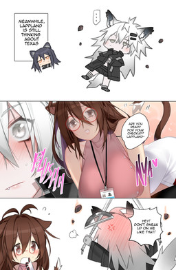 angry annoyed big_breasts blush breasts chibi clothing cute_fangs dialogue duo eye_scar eyewear facial_scar fangs female fingerless_gloves glasses gloves hair handwear heart_symbol holding_melee_weapon holding_object holding_sword holding_weapon jacket lying melee_weapon red_eyewear red_glasses scar simple_background smile surprised sword teeth text topwear weapon white_background white_hair deathalice arknights hypergryph studio_montagne female_doctor_(arknights) lappland_(arknights) texas_(arknights) animal_humanoid canid canid_humanoid felid felid_humanoid humanoid mammal mammal_humanoid 2019 comic english_text hi_res