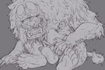 5_fingers abdominal_bulge anal anal_penetration anatomically_correct anatomically_correct_genitalia anatomically_correct_penis animal_genitalia animal_penis anthro anthro_on_feral anthro_on_top anthro_penetrated aroused balls balls_deep bear_ears belly belly_inflation bestiality big_balls big_dom_small_sub big_penis biped bloated bodily_fluids claws cum cum_drip cum_in_ass cum_inflation cum_inside dominant dripping drooling duo erection eyebrows eyes_closed fangs fangs_bared feral feral_on_bottom feral_penetrating finger_claws fingers fur furry_tail genital_fluids genitals hair head_horn horn huge_balls huge_penis inflation interspecies large_penetration looking_at_another looking_at_bulge looking_pleasured male male/male male_anthro male_feral male_on_bottom male_penetrated male_penetrating male_penetrating_male mane mane_hair monotone_background monotone_balls monotone_body monotone_fur monotone_genitals monotone_hands monotone_horn monotone_inner_ear monotone_penis monotone_scales monotone_tail nude on_bottom on_lap on_top one_eye_closed onomatopoeia open_mouth pawpads paws penetration penile penile_penetration penis plantigrade precum precum_drip pupils quadruped riding saliva scales seated_carry_position sex sheath short_horn simple_background sitting sitting_on_lap size_difference size_play slightly_chubby small_horn smile sound_effects straight_horn sweat swelling tail teeth text three-quarter_view tongue tongue_out tusks ursine_ears ursine_genitalia ursine_penis basillicus capcom monster_hunter kuruk_(character) alpha_doshaguma bear brown_bear canid canine doshaguma felid feline grizzly_bear mammal ursidae ursine 2025 3:2 absurd_res digital_drawing_(artwork) digital_media_(artwork) hi_res line_art monochrome