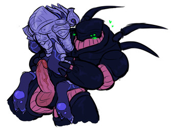 armor balls big_penis blush bodily_fluids butt clothed clothing digitigrade duo erection genitals green_blush green_eyes heart_symbol hip_grab humanoid_genitalia humanoid_penis imminent_anal imminent_sex interspecies looking_back looking_back_at_penis male male/male pawpads penis purple_blush simple_background sweat thick_penis ticksnleeches vein veiny_penis white_background yellow_eyes halo_(series) microsoft xbox_game_studios arbiter_(halo) alien colonial_organism humanoid lekgolo mgalekgolo sangheili worm 2023 digital_drawing_(artwork) digital_media_(artwork)