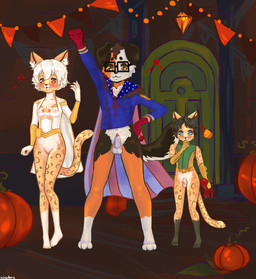 adolescent age_difference aged_down animal_genitalia anthro balls belly black_hair blue_eyes blush bodily_fluids bottomless breasts brown_body brown_fur building clothed clothing costume dog_tags door ears_up eyewear feet female food fruit fully_sheathed fur furniture garland genitals glasses group hair halloween_costume halloween_decoration holidays house lights loli looking_at_viewer male nipples open_mouth panties panties_down partially_clothed pawpads paws penis penis_tip plant pose pumpkin sheath simple_background small_breasts smile superhero tail tail_tuft thick_thighs tongue toy trick-or-treating trio tuft underwear underwear_down vulva white_body wide_hips yellow_eyes young young_anthro younger_anthro younger_female younger_male kisschris halloween canid canine canis cheetah domestic_dog felid feline mammal 2021 absurd_res digital_media_(artwork) hi_res pinup