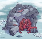 3_fingers 3_toes abs biceps black_toe_claws blue_eyes bodily_fluids claws countershade_arms countershade_face countershade_feet countershade_torso countershading deltoids digitigrade erection feet fingers genital_fluids genitals grey_arms grey_body grey_chest grey_feet grey_fingers grey_hands grey_head grey_legs grey_skin hair horn internal_balls licking male male_humanoid muscular muscular_male nude nude_humanoid nude_male oral pecs penile penis penis_lick precum precum_on_floor precum_on_own_penis red_arms red_body red_chest red_feet red_fingers red_hair red_hands red_legs red_penis red_skin red_toes sex shower_room size_difference spikes spikes_(anatomy) tail toe_claws toes tongue tongue_out trapezius vein beralin disney lilo_and_stitch gantu united_galactic_federation_trooper alien alien_humanoid humanoid 2025 hi_res