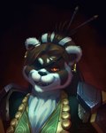 anthro eye_patch eyewear female simple_background solo yellow_eyes shadoca blizzard_entertainment warcraft bear mammal pandaren hi_res