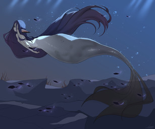 after_vore belly breasts duo female female_pred hair long_hair nipples small_breasts split_form underwater vore water 4kkc aquatic merfolk 2025 absurd_res hi_res
