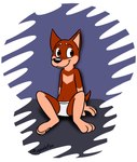 anthro barefoot black_nose briefs briefs_only brown_body brown_eyes brown_fur canid canine canis clothed clothing detailed_background domestic_dog feet fur geekfox hi_res male mammal pawpads pinscher smile solo tan_body tan_fur tighty_whities topless underwear underwear_only white_briefs white_clothing white_underwear