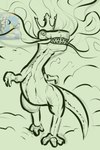 anthro clothing costume crown headgear long_tail male mascot mascot_costume short_arms smoke smoke_from_mouth solo tail wikd_xd cavemanon_studios goodbye_volcano_high snoot_game king_rex_(snoot_game) reed_(gvh) dinosaur prehistoric_species reptile scalie theropod tyrannosaurid tyrannosauroid tyrannosaurus tyrannosaurus_rex 2023 2:3 absurd_res black_and_white hi_res monochrome