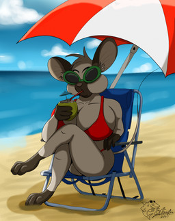 anthro beach beach_chair beach_umbrella beverage big_breasts bikini bottomwear breasts clothing cloud cocktail_garnish cocktail_umbrella coconut coconut_drink drinking drinking_straw drupe_(fruit) eyewear female food fruit huge_breasts mature_anthro mature_female overweight overweight_anthro overweight_female parasol plant sand seaside sitting sky solo sunglasses swimwear thick_thighs topwear two-piece_swimsuit water wide_hips thebmeister almond_(dutch) mammal mouse murid murine rodent siamese_mouse 2025 digital_media_(artwork) hi_res