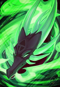 8_horns black_and_green black_body facial_markings fantasy female female_feral feral forehead_markings green_eyes head_markings horn horn_sheath jagged_mouth long_neck long_snout looking_at_viewer markings multi_horn neck_ring neck_spikes open_mouth poison poison_breathing pronounced_browridge smile smiling_at_viewer snout solo teeth unsigned voice_of_dragons activision european_mythology mythology spyro_the_dragon the_legend_of_spyro corrupt_cynder dragon mythological_creature mythological_scalie scalie western_dragon 2023 aliasing digital_media_(artwork) english_description headshot_portrait hi_res monochrome portrait watermark
