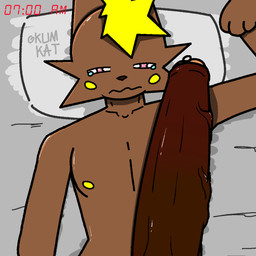 anthro big_penis bodily_fluids erection genitals huge_penis humanoid_genitalia humanoid_penis hyper hyper_genitalia hyper_penis male morning morning_wood nipples penis solo tears teary_eyes time tired kumkat kit_zirana 1:1 hi_res