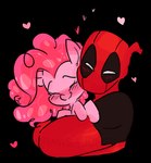 blush duo female heart_symbol hug male male/female pink_body smile drawbauchery friendship_is_magic hasbro marvel my_little_pony deadpool pinkie_pie_(mlp) equid equine horse human mammal mutant_(x-men) pony alpha_channel