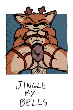 anthro balls bdsm blush bondage bound butt clothed clothing fur genitals looking_at_viewer male muscular muscular_anthro muscular_male penis presenting restraints simple_background smile solo tail text white_body white_fur codlam deer mammal new_world_deer reindeer 2025 2:3 colored digital_media_(artwork) english_text hi_res portrait signature sketch